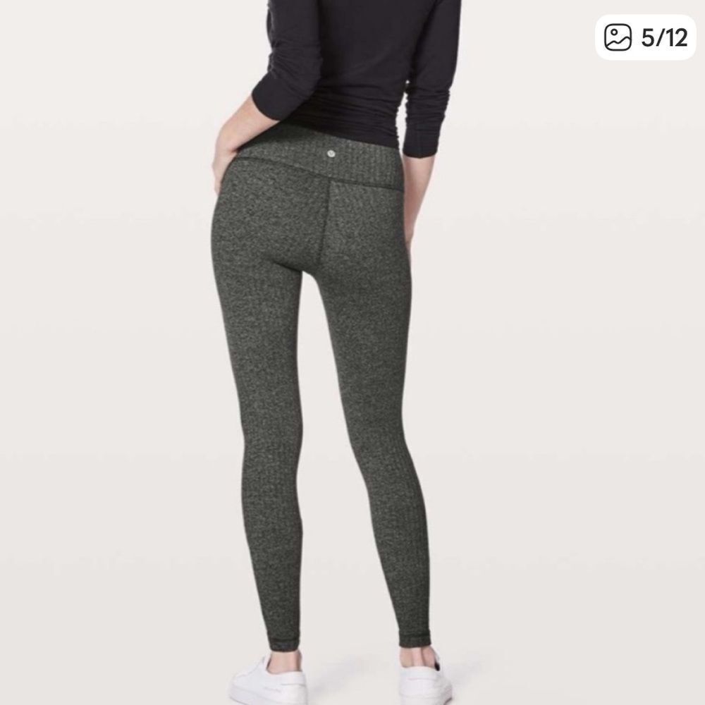Lululemon Wunder Under Legging Low Rise Black Gray Herringbone 8 - Picture 4 of 10